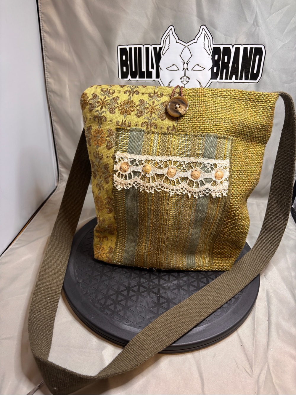 Handcrafted Yellow & Olive Patchwork Shoulder Bag - Boho Chic
